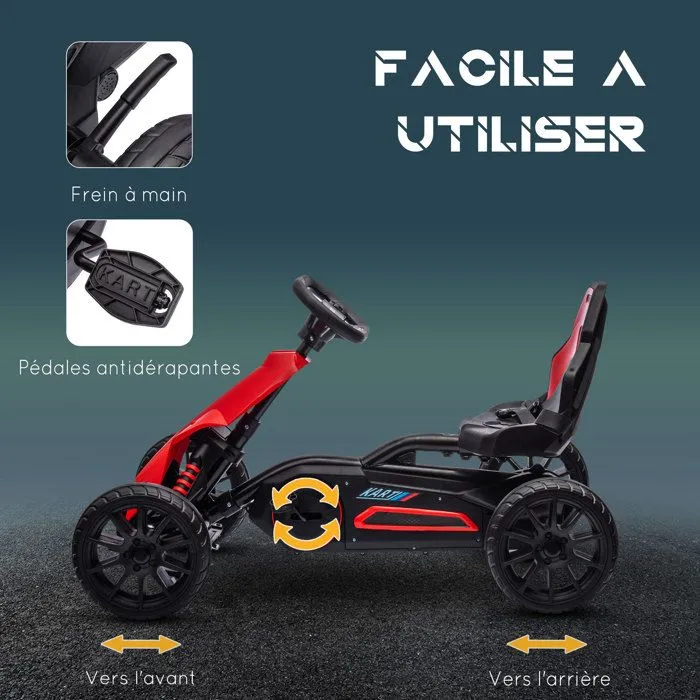 HOMCOM - Kart à pédales pour enfants - Plastique - 100x58x58.5cm - Rouge-5