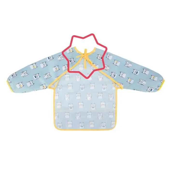 Badabulle Bavoir manche longues, Imperméable, Ajustable, 4 mois à 3 ans, Bleu-3