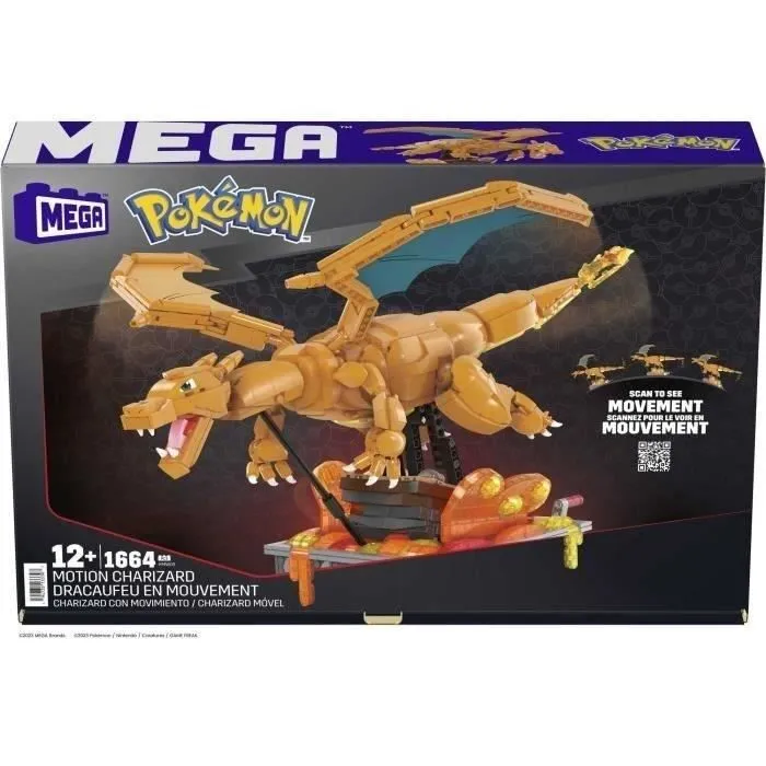 MEGA-Pokémon-Dracaufeu en Mouvement, à construire (1 663 pcs) HMW05-2