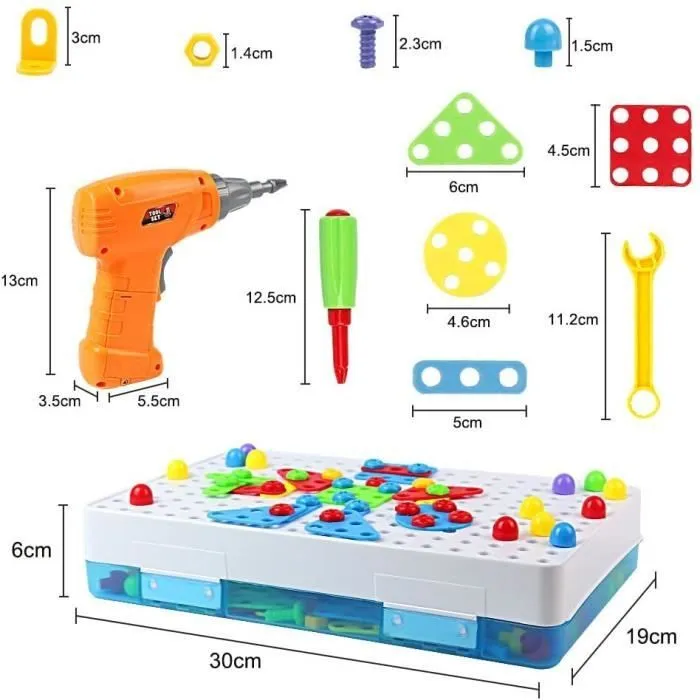 Puzzle 3D Mosaique Enfant GENOSSEN - 237 pièces - Jeu Construction Montessori-3