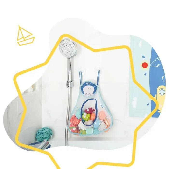 Badabulle Filet de bain, Organisateur de jouets de bain pour bébé, grande contenance-1