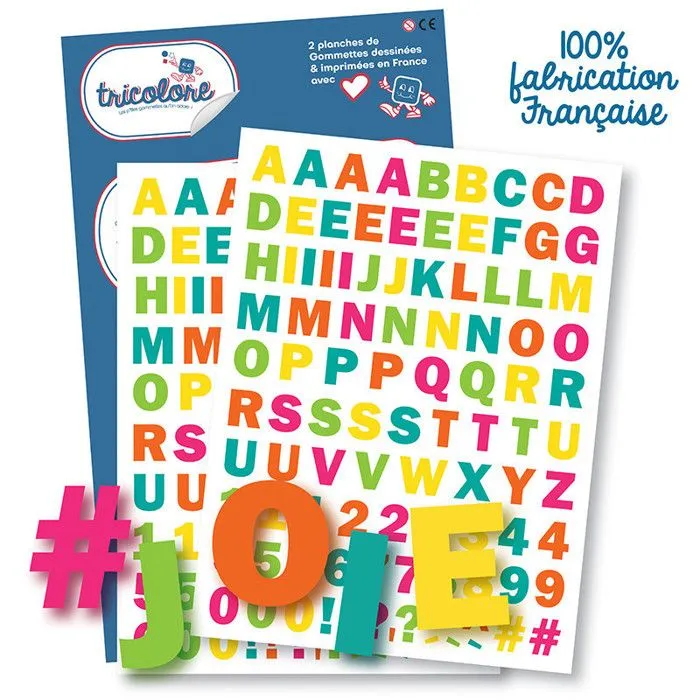 Gommettes - Lettres de l'alphabet - Nombres - Assortiment de couleur - 214 pièces-0
