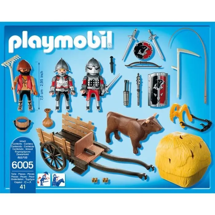 PLAYMOBIL 6005 - Knights - Chevaliers de l'Aigle et Charrette Piégée-2