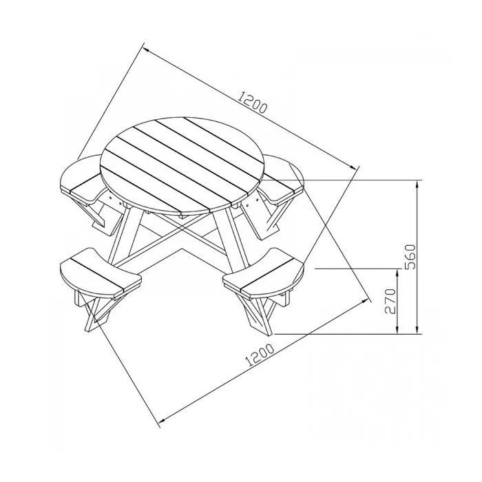 Table de pique-nique - AXI - UFO - Ronde - Bois 100% FSC - Résistante aux intempéries-1