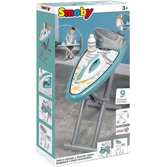 Smoby - Planche à repasser avec station vapeur + 9 accessoires - Jeux d'imitation ménage - H48cm - Fabrication Française - Dés 3ans-3
