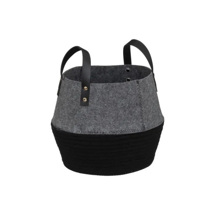 Paniers de rangement en feutrine et coton - Atmosphera - Lot de 3 - Noir/gris-3