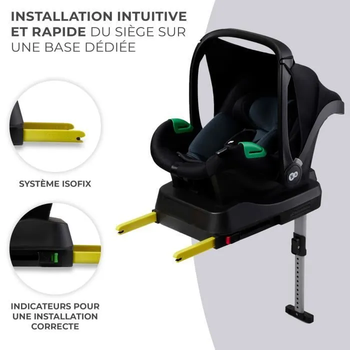 Siège Auto avec base ISOFIX 40 à 75 cm - Kinderkraft MINK PRO I-SIZE - 2 systèmes de sécurité - Appui-tête réglable - Noir-3