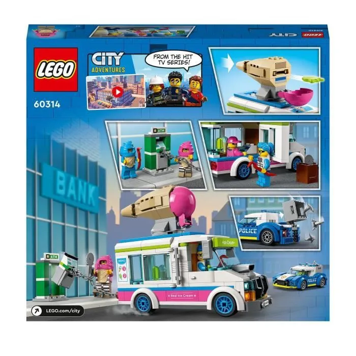 LEGO 60314 City La Course-Poursuite du Camion de Glaces, Jouet de Voiture de Police, avec 2 Bandits, Cadeau Enfants Dès 5 Ans-5