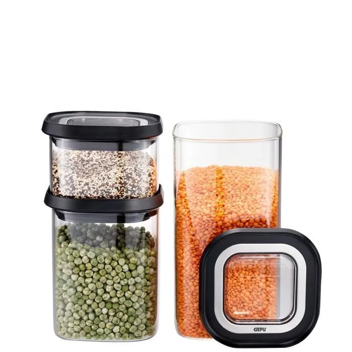 Boîtes de conservation - GEFU - PANTRY - Lot de 3 - Verre borosilicate - 400/900/1400 ml-0
