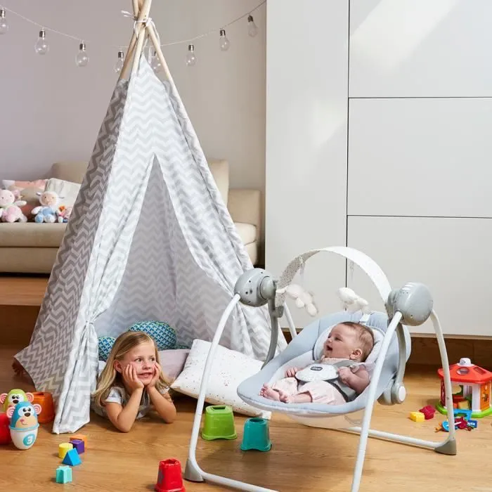 Balancelle Relax and Play - CHICCO - Gris - Balancement automatique - Barre de jeu - Siège rembourré-1