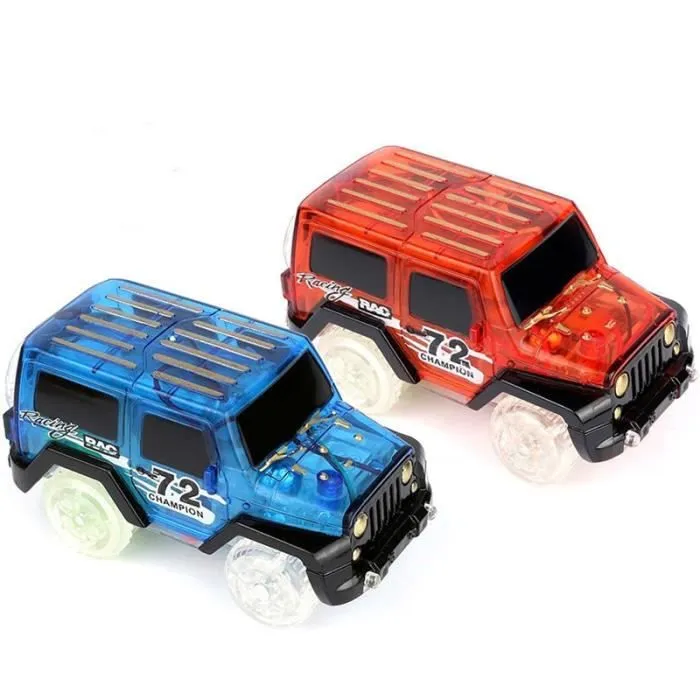 SHOP-STORY - Lot de 2 Voitures 4x4 Magic pour Circuit Magique Tracks Flexible Lumineux Phosphorescent-0