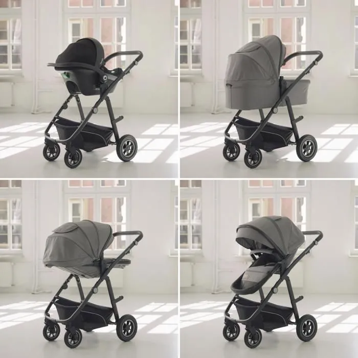 Poussette combinée 4en1 LIONELO Bianka -Jusqu'à 22Kg - Pack poussette, Nacelle, Siège auto, Base ISOFIX, sac et accessoires - Gris-1