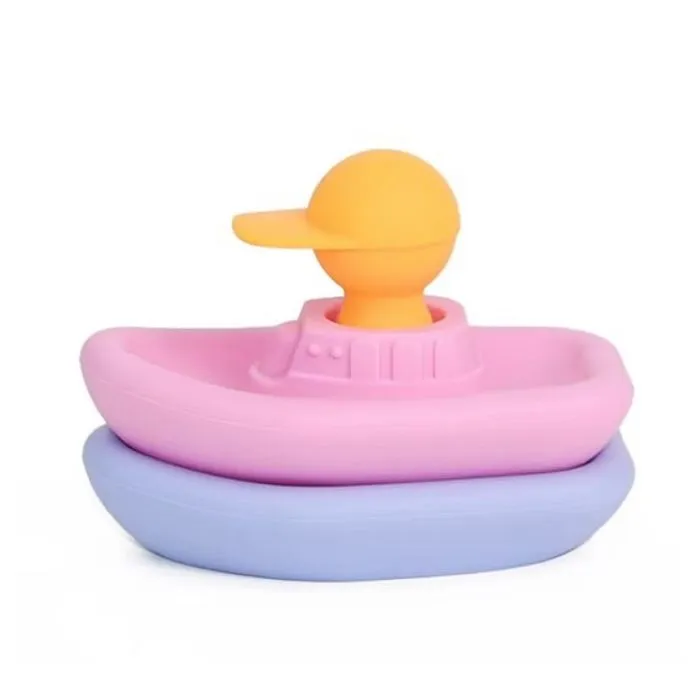 Jouet - Petikids - Set bateaux et capitaine - 3 pièces - Rose et mauve - À partir de 24 mois-0