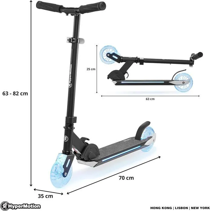 Trottinette - HyperMotion - Ice Flash - LED - Pliable - Hauteur guidon réglable 63-82 cm-2