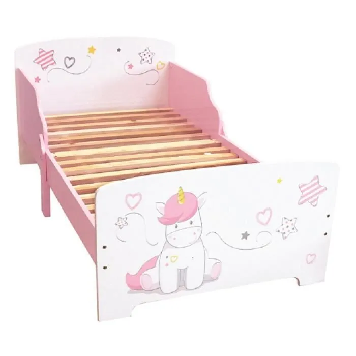 FUN HOUSE Lit Licorne 140 x 70 cm - SOMMIER ET MATELAS CLIMATISE (FACE ETE / HIVER) INCLUS-1