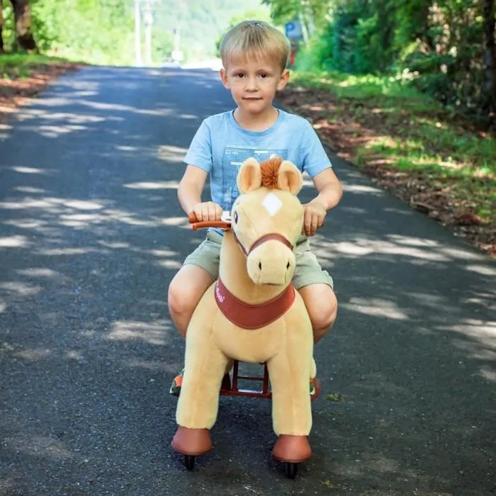 Cheval à Bascule Poney Scooter pour Enfant - PONYCYCLE Modèle E - Brun Clair - 4-8 ans-1