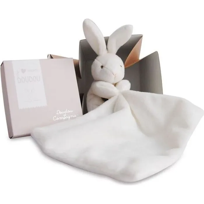DOUDOU ET COMPAGNIE Lapin Mouchoir - Doudou En Boîte Fleur-0