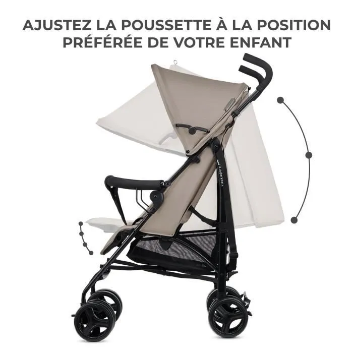 Poussette Légère - KINDERKRAFT TIK - Ne Pèse Que 6,5 kg - Poussette De Voyage, Facile À Pince - Position Allongée - Beige-2