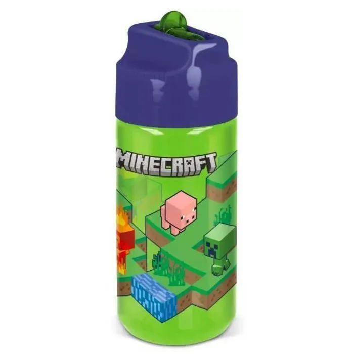 Bouteille d'eau - Minecraft - Hydro - 430 ml - Plastique sans BPA - Capuchon clipsable-0