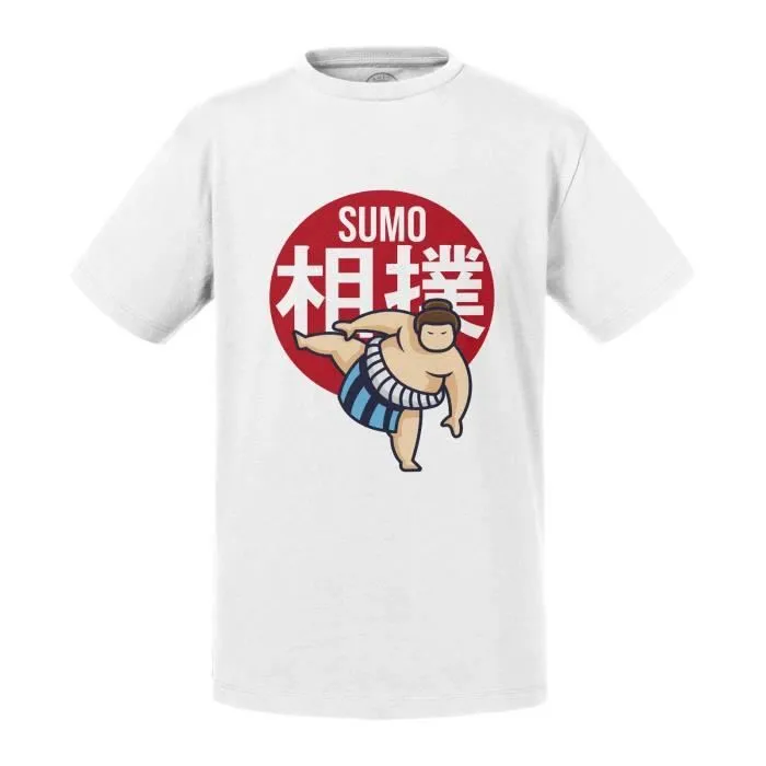 T-shirt Enfant Blanc Combat de Sumo Lutte Japon Asie Culture-0