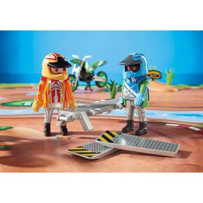 PLAYMOBIL 9329 - Play Map - Pilotes motocross avec Support de Jeu - Enfant - Mixte - Plastique-3