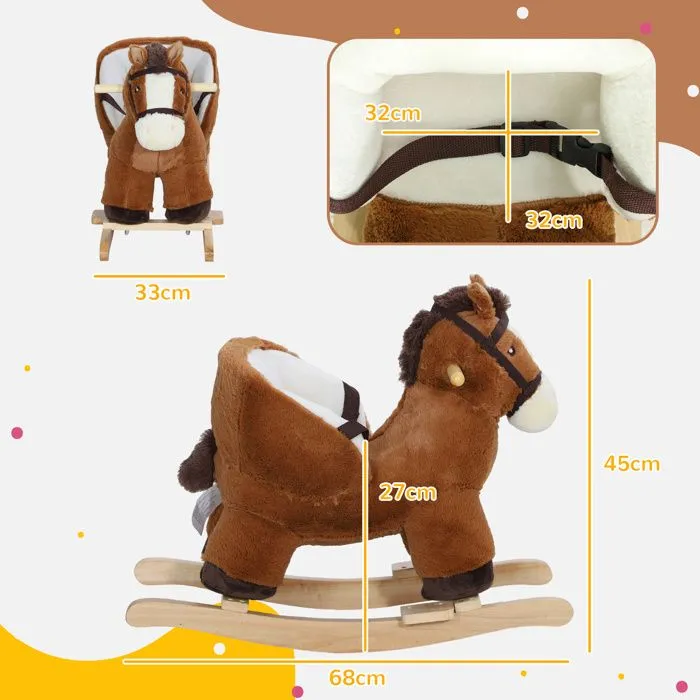 Cheval à bascule pour enfants AIYAPLAY jouet à bascule bébé de 18 à 36 mois avec effet sonore base en bois ceinture de sécurité-3