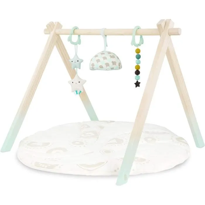B. toys by Battat déveil et de Jeu Starry Sky 3 Jouets sensoriels Tapis en Coton Biologique Portique en Bois-0