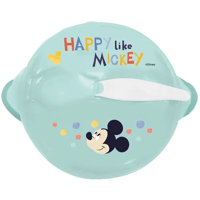 Bol à ventouse - THERMOBABY - Anti-dérapant - Avec couvercle et cuillère - Mickey Cool-0