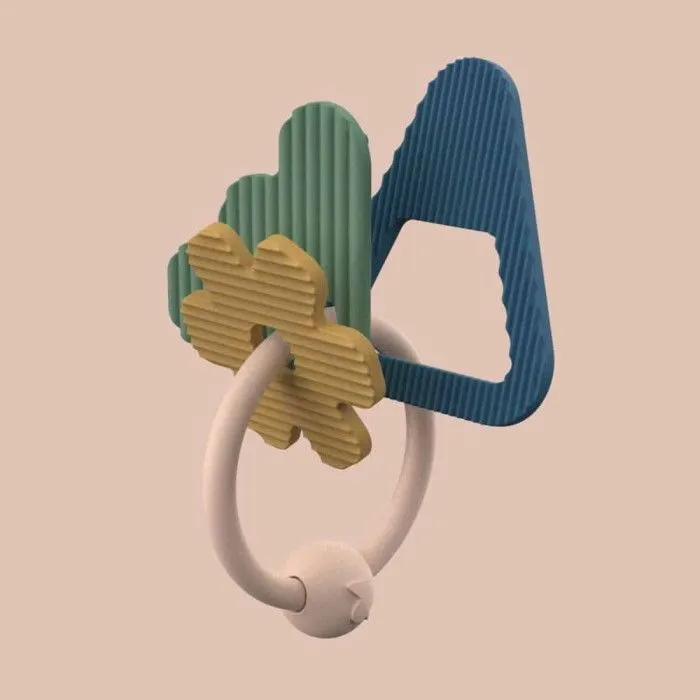 Hochet - Paul - Formes inspirées de paysages - Silicone - Vert, jaune et bleu - Louise et Gabriel-2