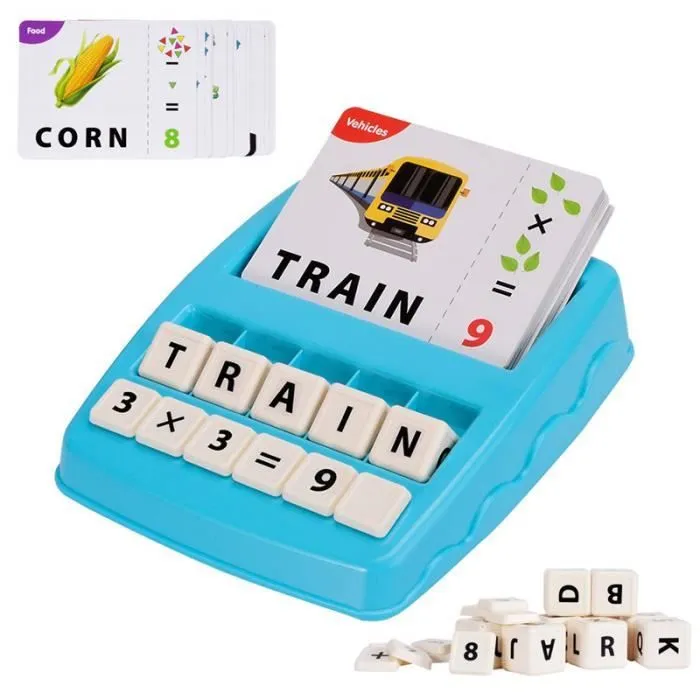 Jeu de Société Educatif - Jeux Educatif - Apprendre à Lire - 2 En 1 - Pour Enfants de 3 à 9 Ans - Bleu Clair-0