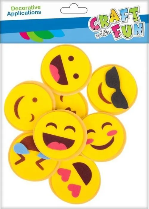 Jeu de coloriage - dessin - pochoir Craft with fun - EVA EMOTKI - CF DÃCORATION DEK EVA EMOTIONS SUPPORT 8PCS 12/144-0
