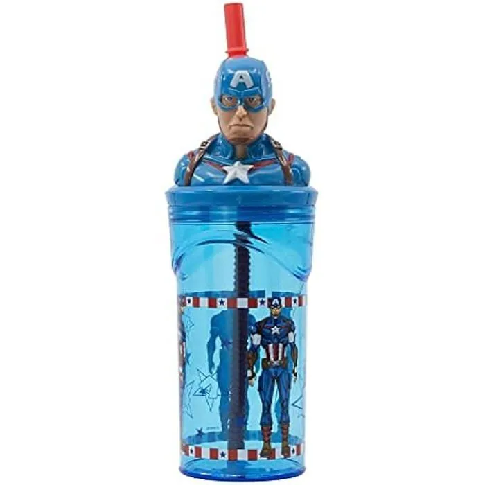 Gobelet réutilisable - STOR - Avengers Captain America - 430 ml - Sans BPA - Figurine 3D-0