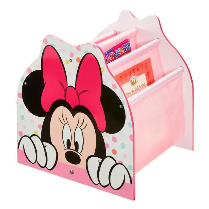 Disney Minnie Mouse - Bibliothèque à pochettes pour enfants - Rangement de livres pour chambre d’enfant-0
