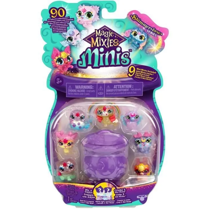 Pack 9 Figurines Minis - MAGIC MIXIES - Mini créatures à collectionner, chaudrons et ingrédients inclus-0