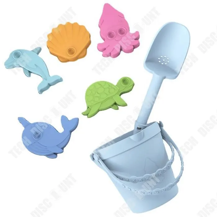TD® Jouets de plage en Silicone pour enfants créatifs bord de mer Parent-enfant jouant à l'eau creuser plage seau pelle série Marine-2