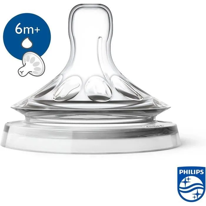 Philips Avent SCF046/27 Lot de 2 tétines Natural liquides épaissis - 6 Mois+-2