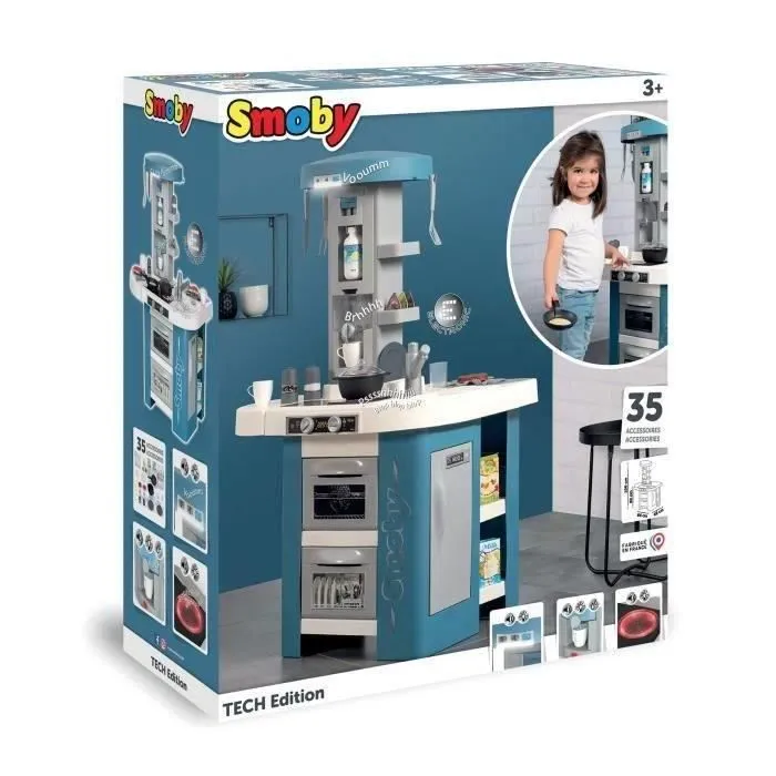 Smoby Cuisine tech edition avec module électronique - Effets sonores et lumineux - 35 accessoires inclus - dès 3 ans-1