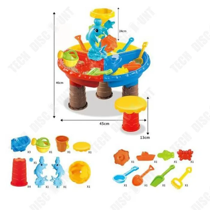 TD® Ensemble de jouets de piscine de sable pour enfants jouer à l'eau creuser du sable jouer au sable outil table de plage 45*44*14c-3
