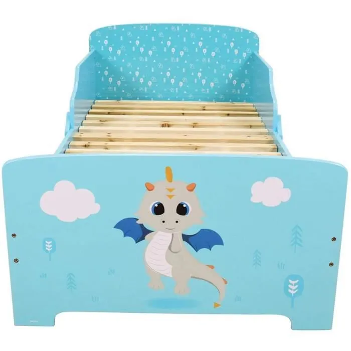 FUN HOUSE Lit Léon le dragon 140 x 70 cm - SOMMIER ET MATELAS CLIMATISE (FACE ETE / HIVER) INCLUS-2