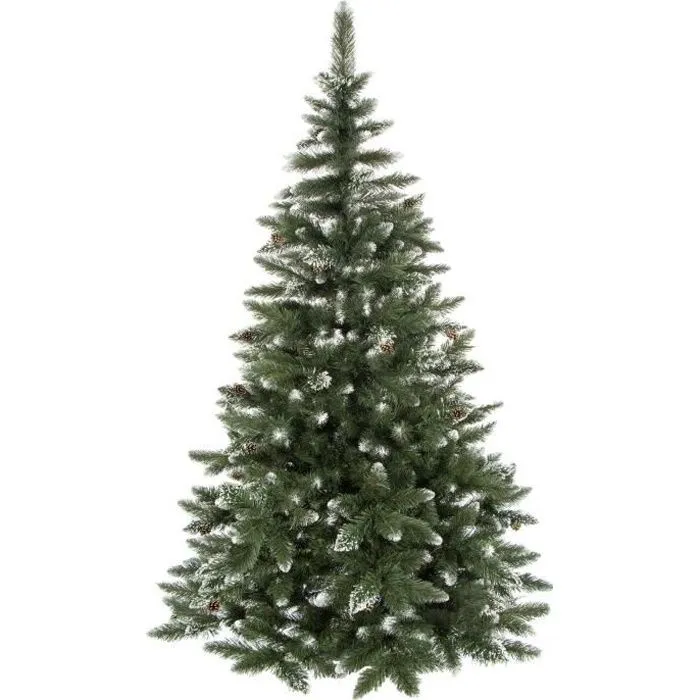 Sapin de Noël artificiel - SPRINGOS - 250 cm - Neige artificielle - Vrais cônes - PVC-0