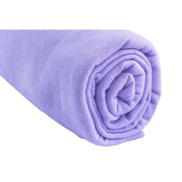 Drap housse en jersey coton pour lit bébé 70x140 - EASY DORT - Lot de 3 - Violet parme-1