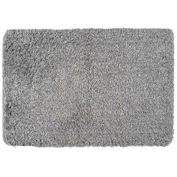 WENKO Tapis de bain Mélange, tapis salle de bain, 30 mm d'épaisseur, polyester microfibre, 60x90 cm, gris clair