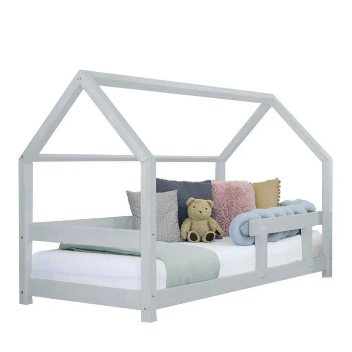 Lit cabane enfant TERY 90 x 160 gris clair-0