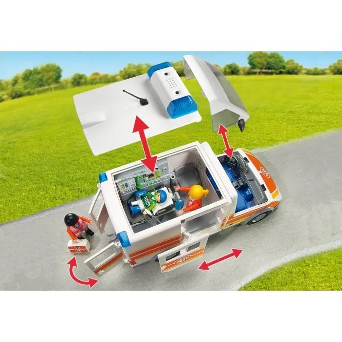 PLAYMOBIL - City Life - Ambulance avec Gyrophare et Sirène-4