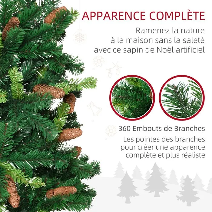 HOMCOM - Sapin de Noël - PVC - 60x60x150cm - Vert-5