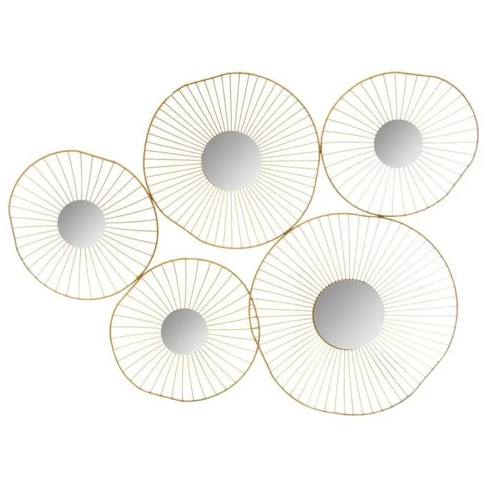 Déco murale 5 miroirs dorés 78x58 cm - Or - Atmosphera createur d'interieur-2