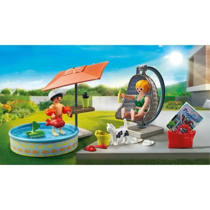 PLAYMOBIL 71476 StarterPack Maman et enfant avec fauteuil suspendu, My Life, 29 pièces, Dès 4 ans-1