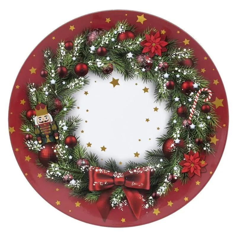 Assiette de Présentation "Soir de Noël" 33cm Rouge-0