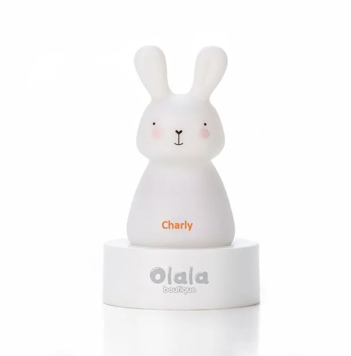 Veilleuse lapin «Charly» de Olala® - Veilleuse enfant rechargeable Induction lumière douce et rassurante-0