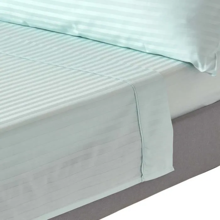 Drap plat - Homescapes - Rayé satin - 100% coton égyptien - 330 fils - 180 x 290 cm-0